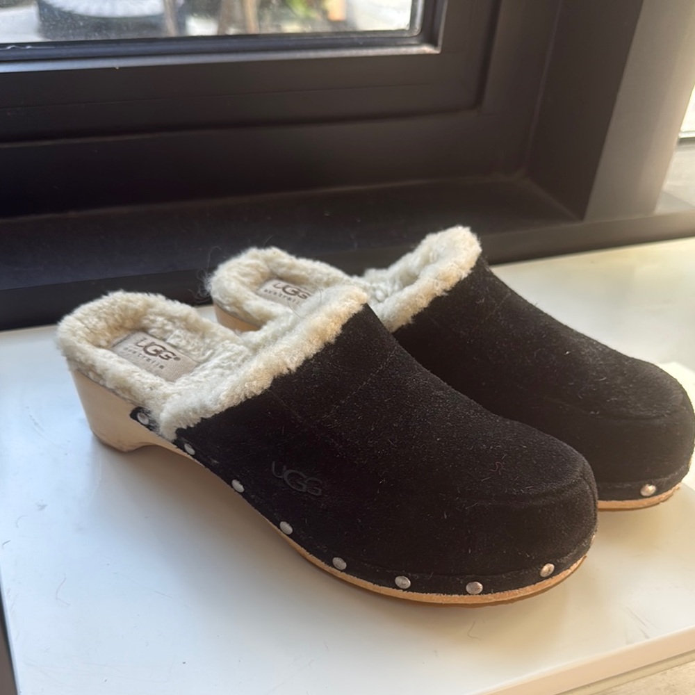UGG Women's Black Shearling Clogs